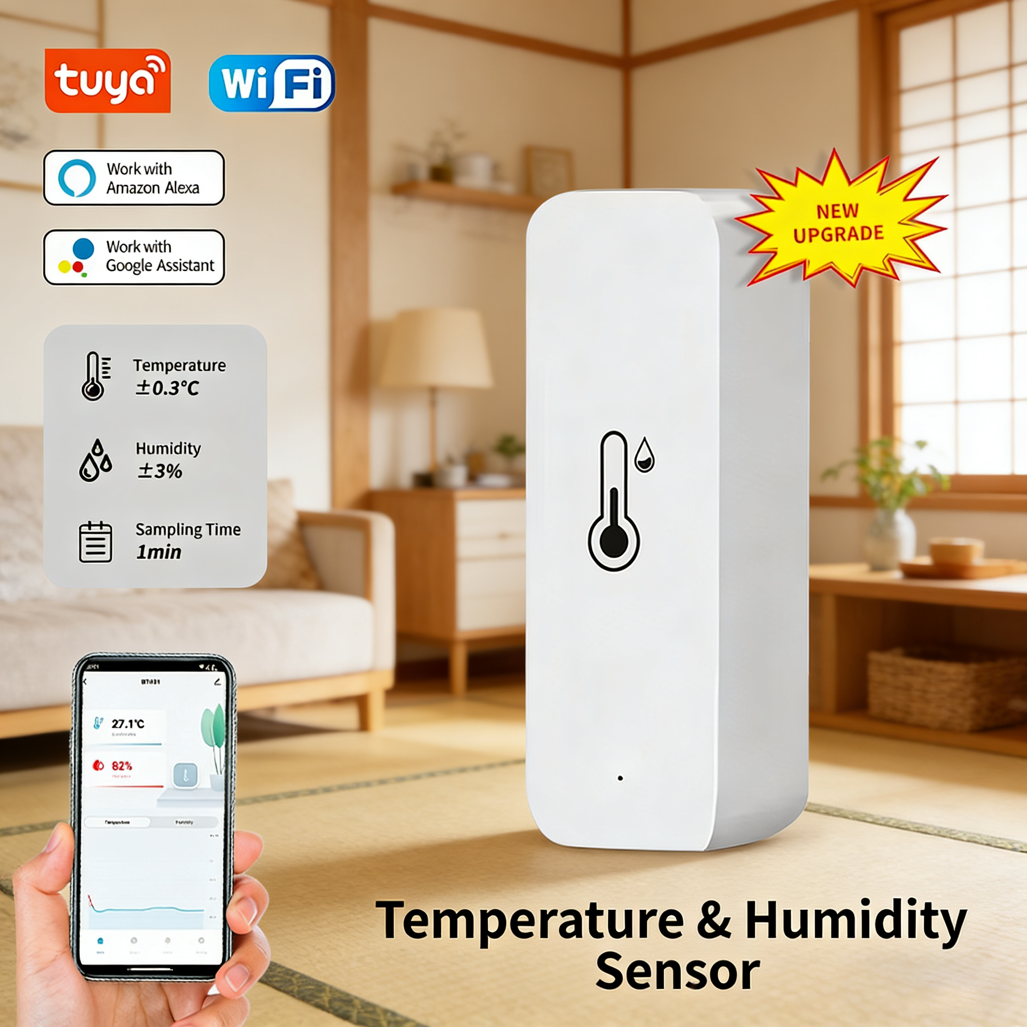 Digital Hygrometer Probe - Tuya Smart WiFi Temperature Humidity Sensor