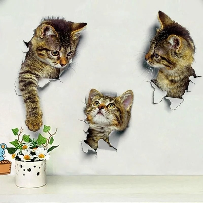 3pcs 3D Cute Cat Self-adhesive - огляд і ціна Pvc Panel Background
