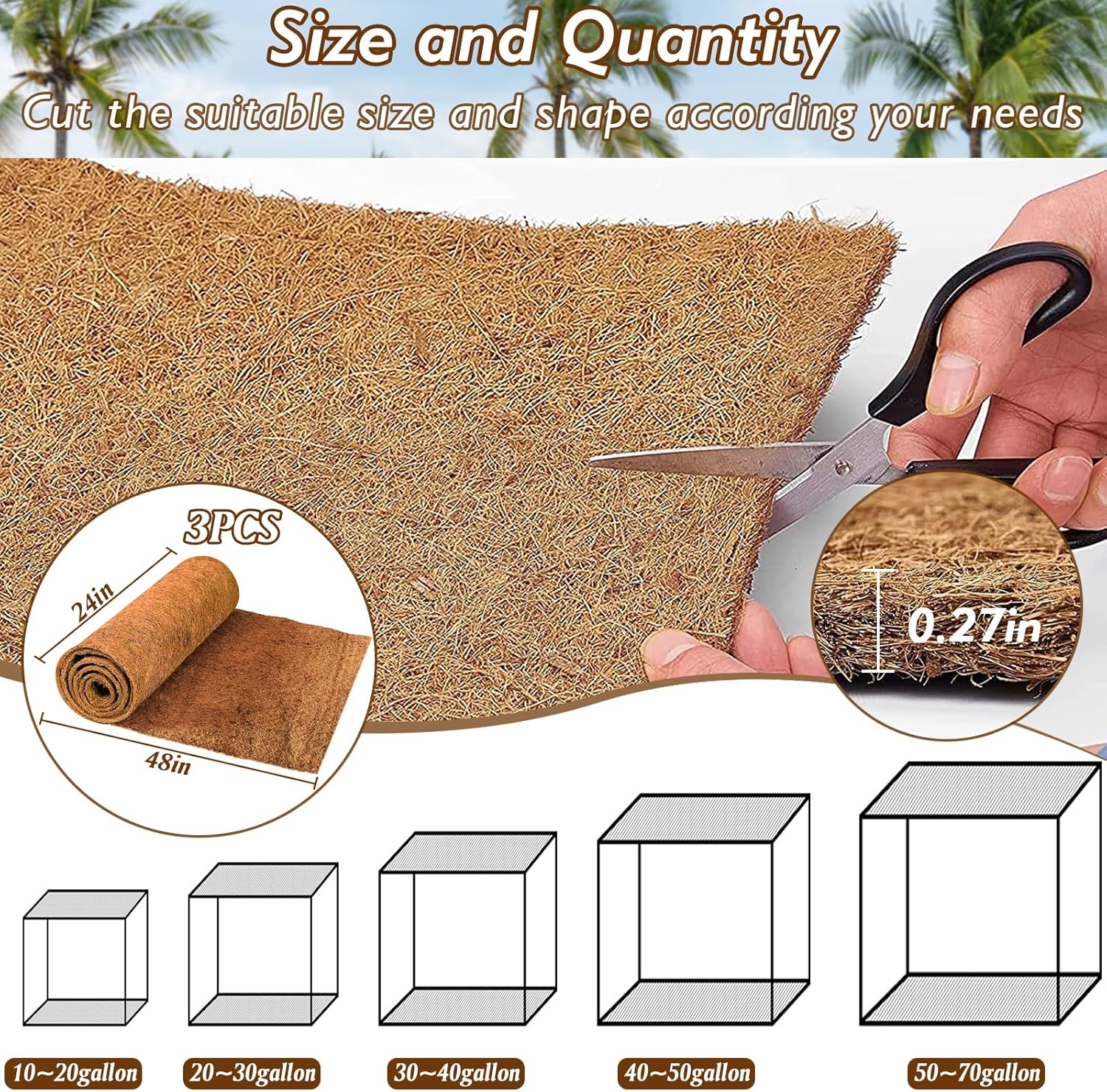 3 Rolls Reptile Carpet, 24x48i - огляд і ціна Substrate Coconut Fiber