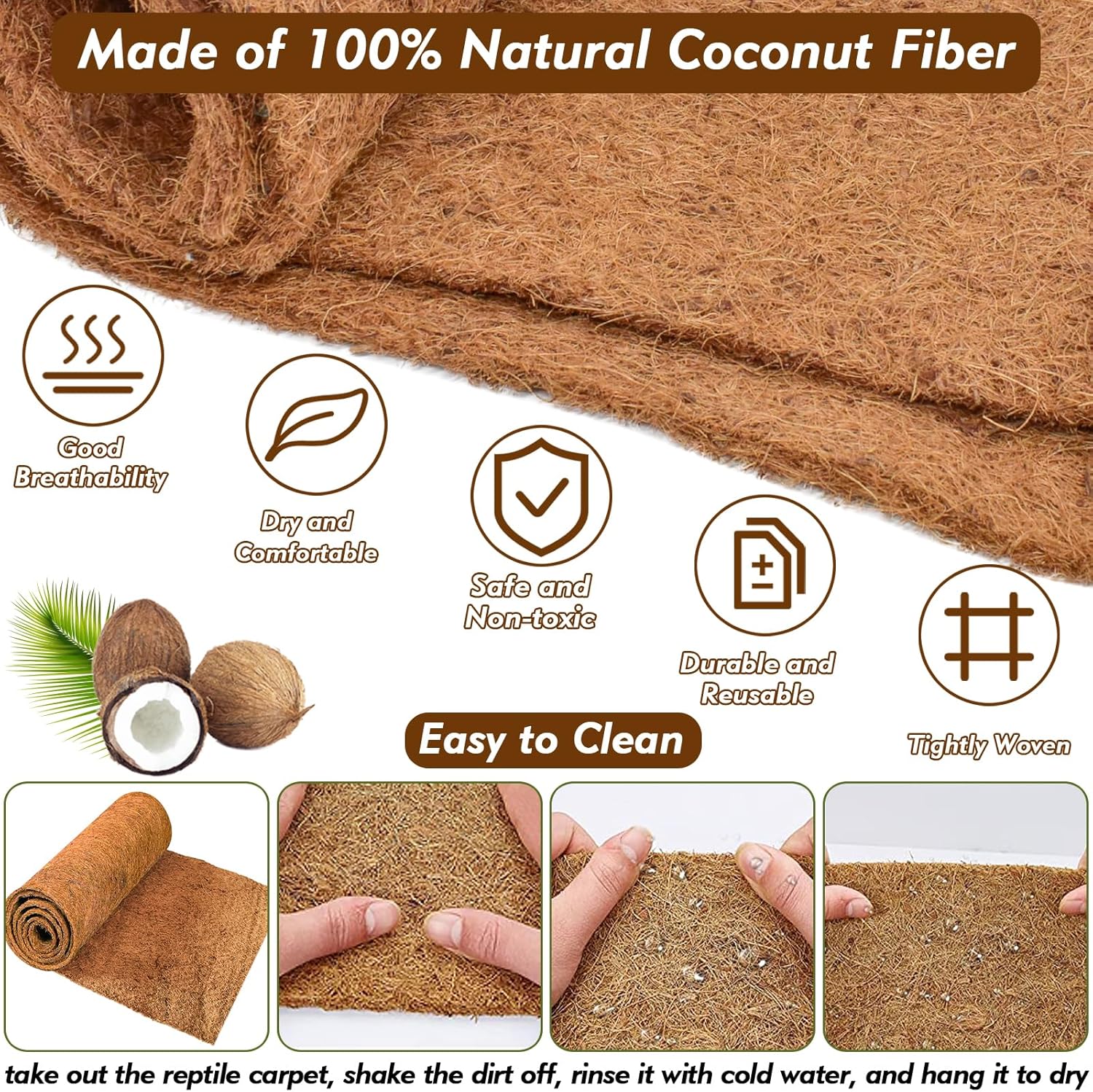 3 Rolls Reptile Carpet, 24x48i - огляд і ціна Substrate Coconut Fiber