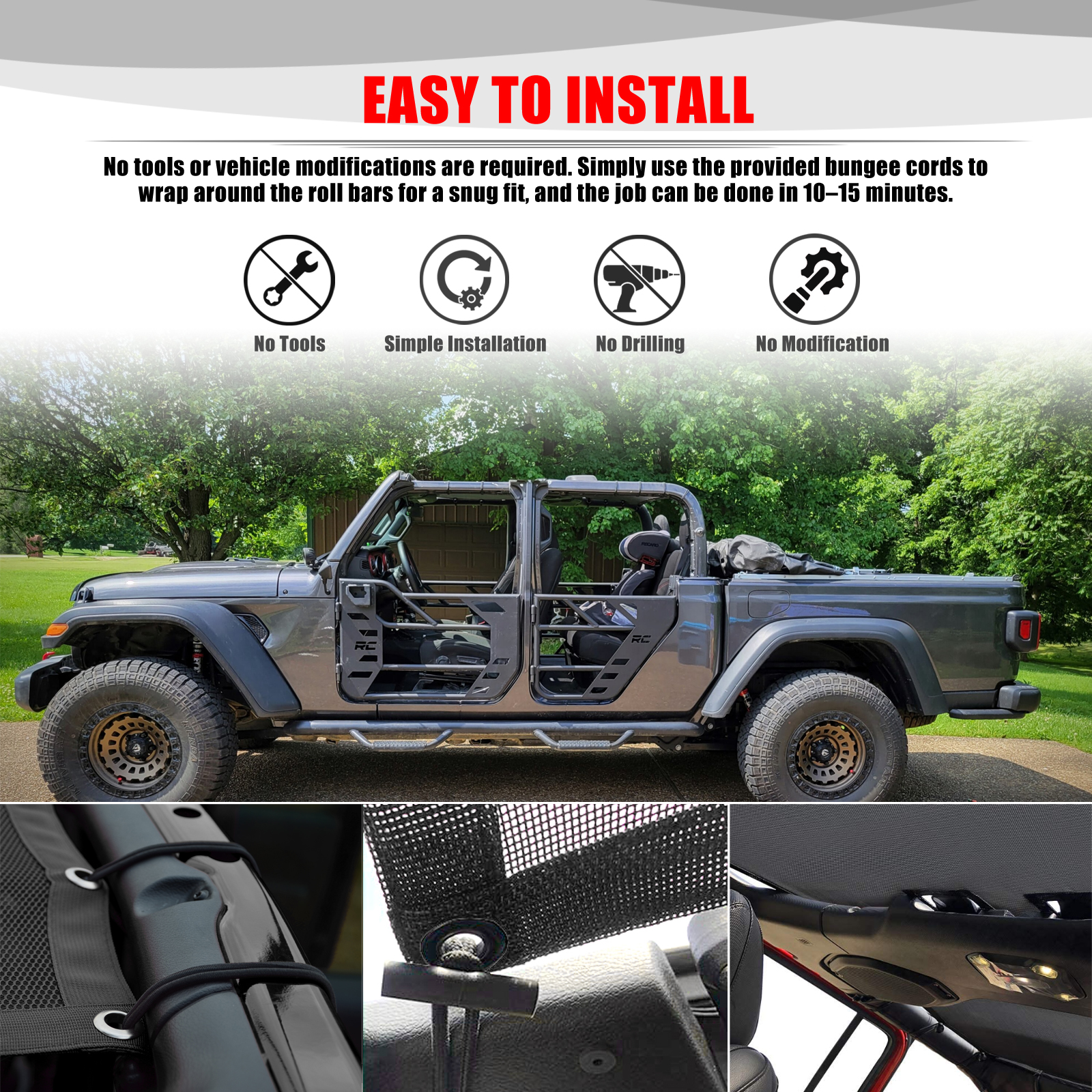 For Jeep Gladiator JT 4 Door A - огляд і ціна Screen Top Mesh