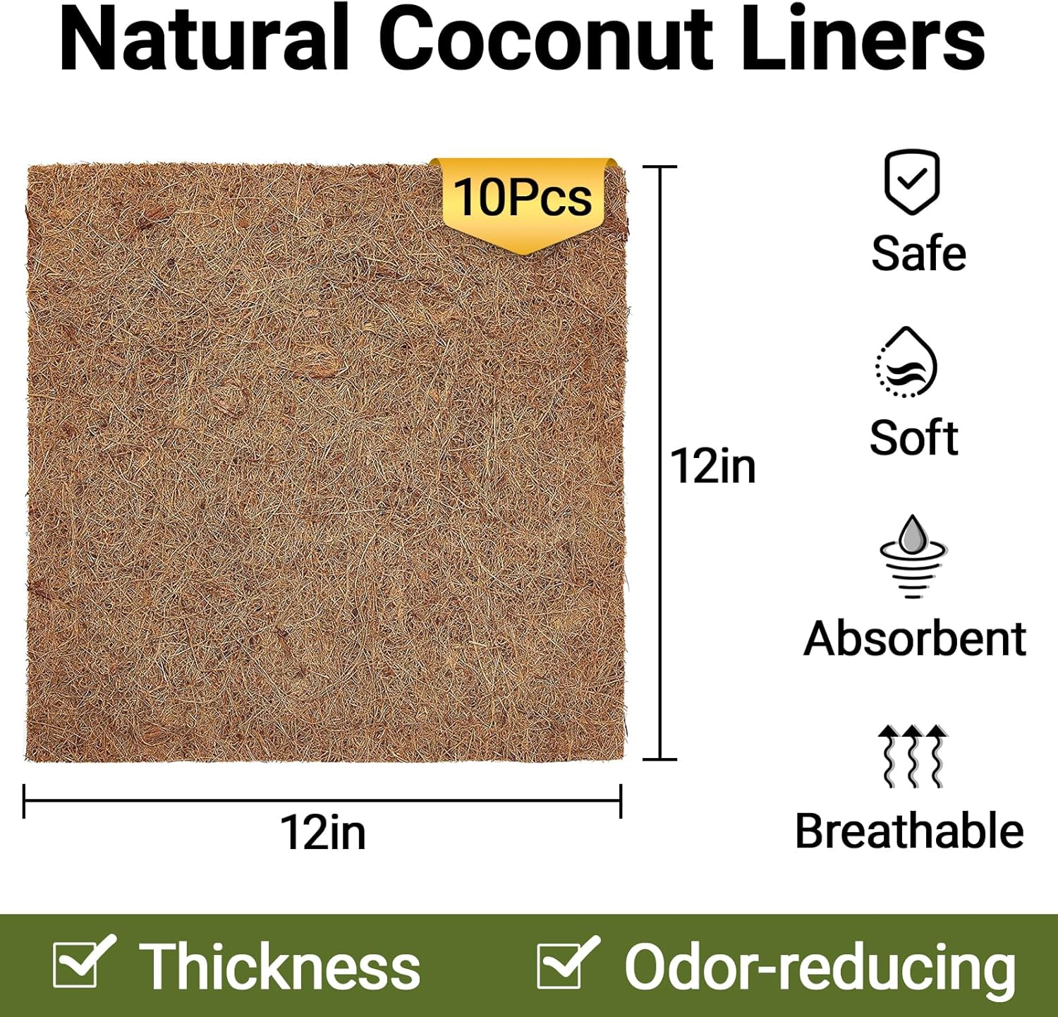 10 Pcs Reptile Carpet, 12x12 i - огляд і ціна Substrate Coconut Fiber