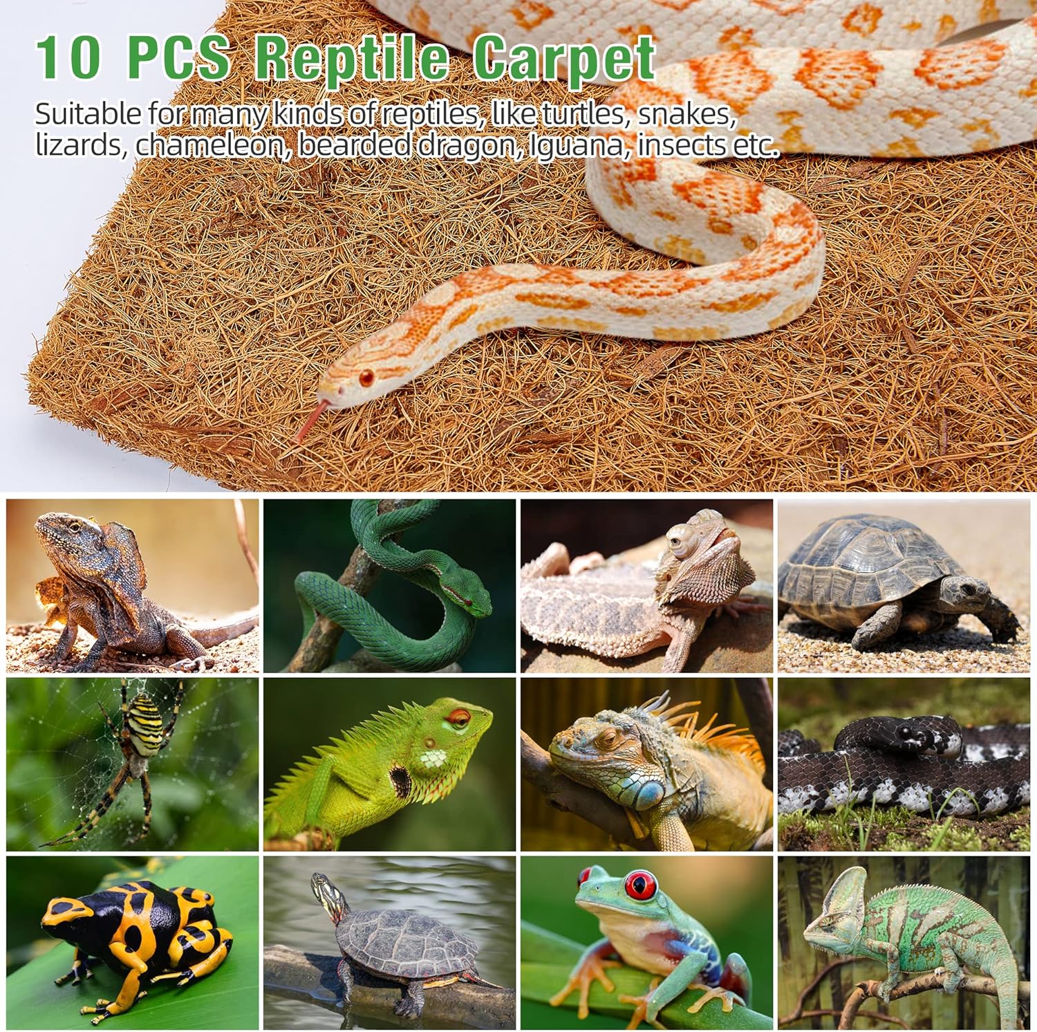 10 Pcs Reptile Carpet, 12x12 i - огляд і ціна Substrate Coconut Fiber