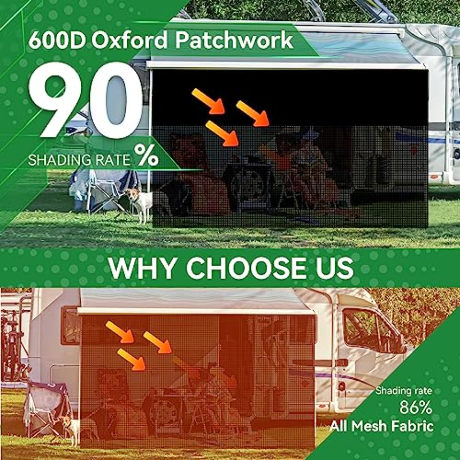 RV Awning Shade Screen 9' x 15 - огляд і ціна Screen Top Mesh