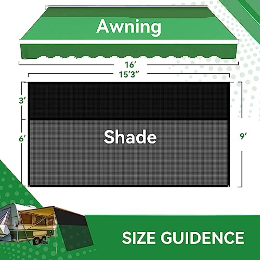 RV Awning Shade Screen 9' x 15 - огляд і ціна Screen Top Mesh