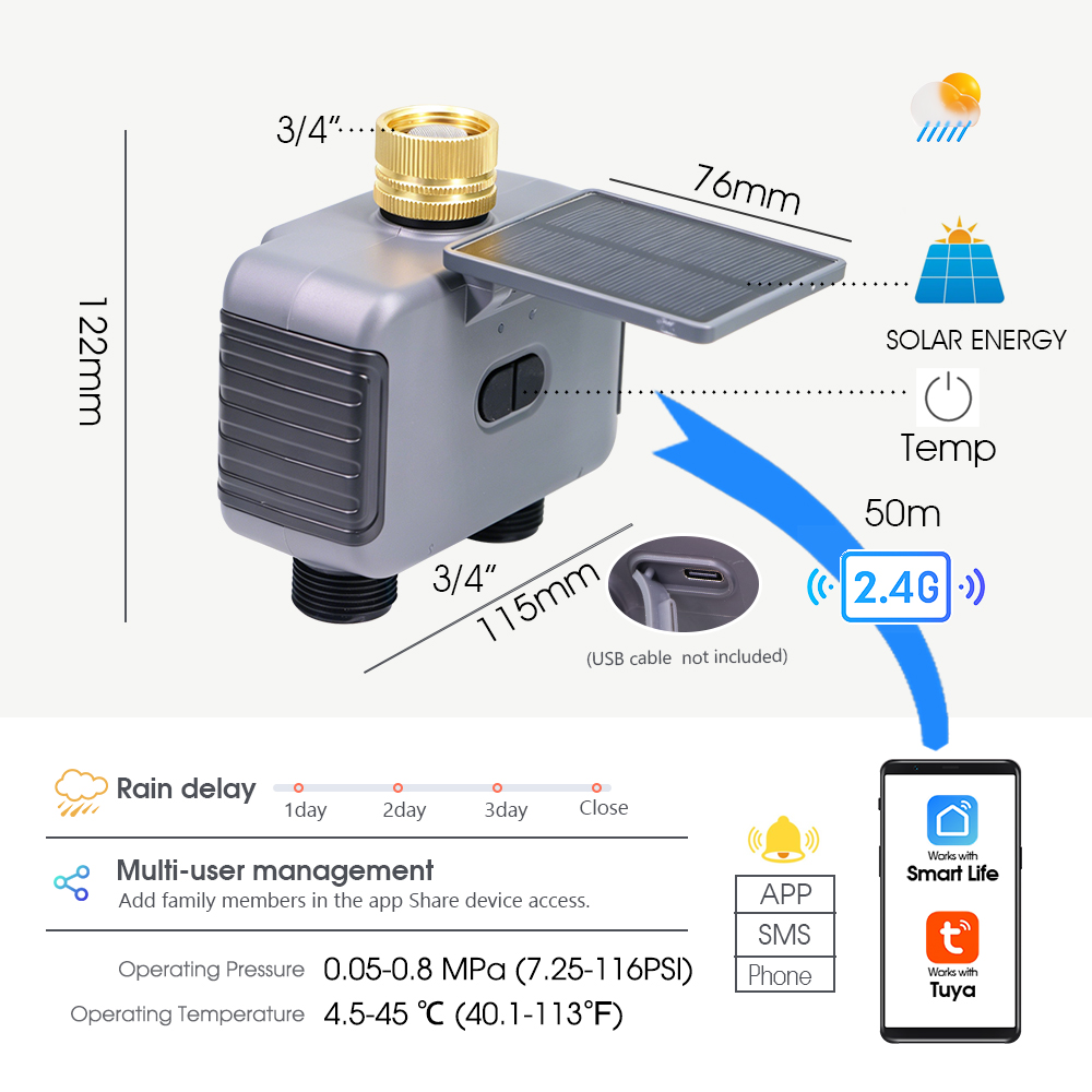 10-30M Tuya Dual Outlet Solar  - огляд і ціна Timer Dual Outlet
